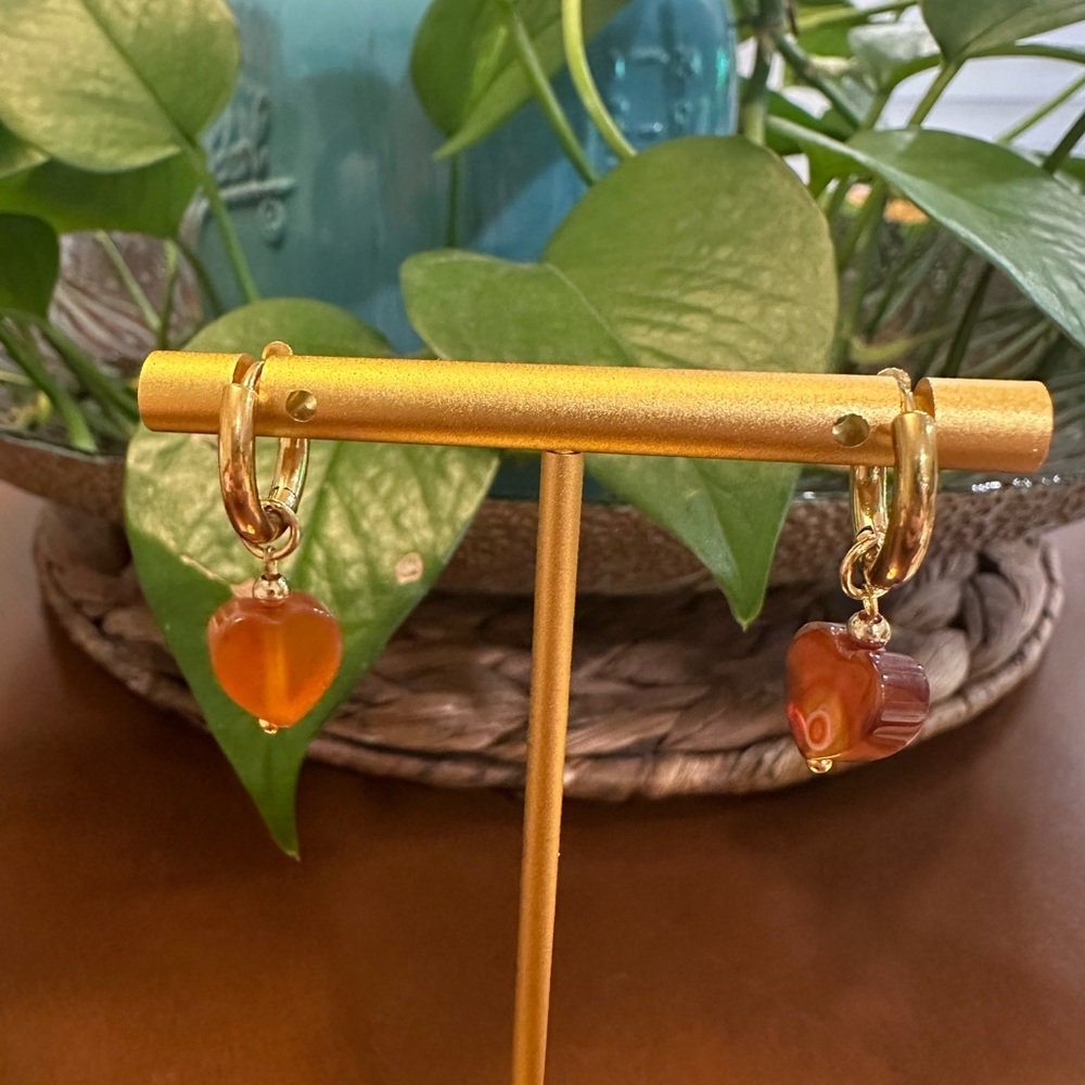 Gold Heart Drop Earrings
